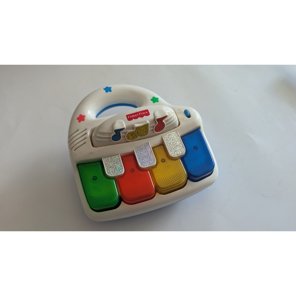 Fisher-Price Baby Piano Musical Light Up Toy Blue White 1999 Mattel Vintage